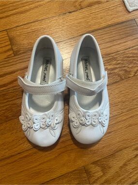 Rachel Shoes Girls' White Mary Jane Floral Dress Shoes